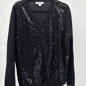 Liz Claiborne Black Sequin Cardigan Long Sleeve NWT